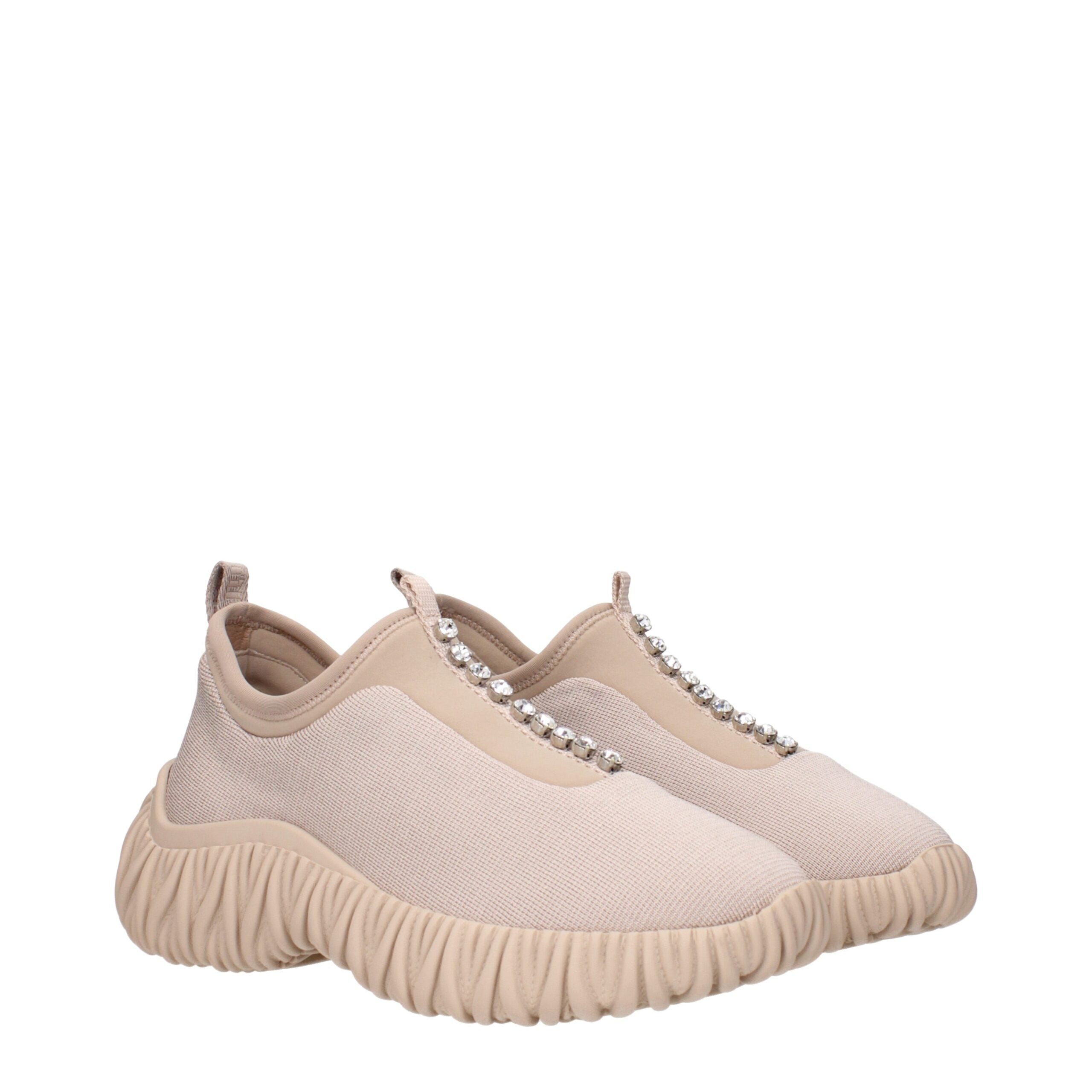 Miu Miu Fabric mesh upper with ribbed rubber sole sneaker in beige — view 2