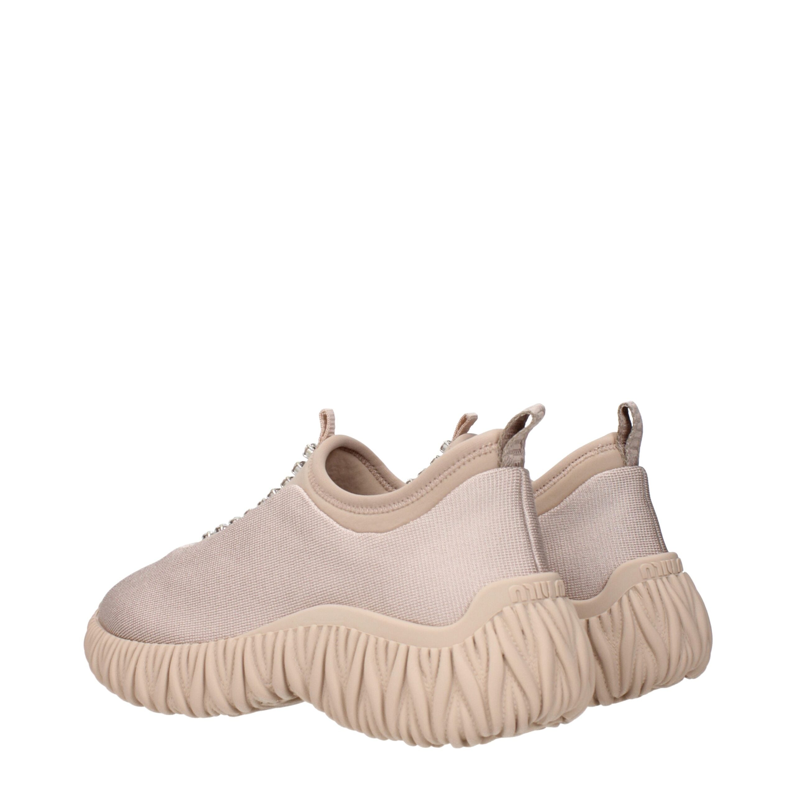 Miu Miu Fabric mesh upper with ribbed rubber sole sneaker in beige — view 4