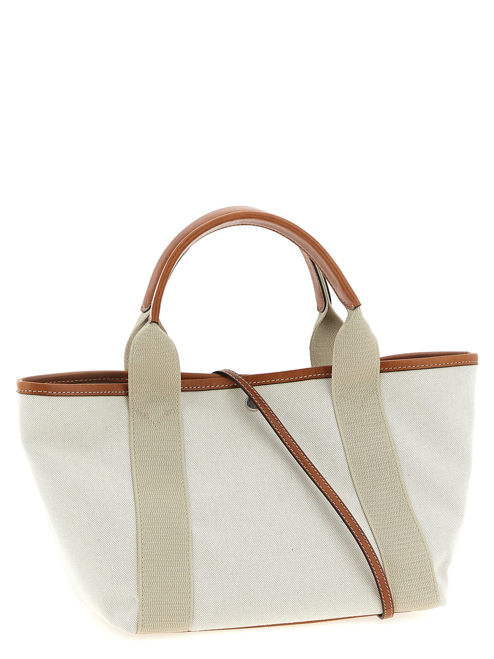 Small Biarritz shopping bag Beige Leather Tote