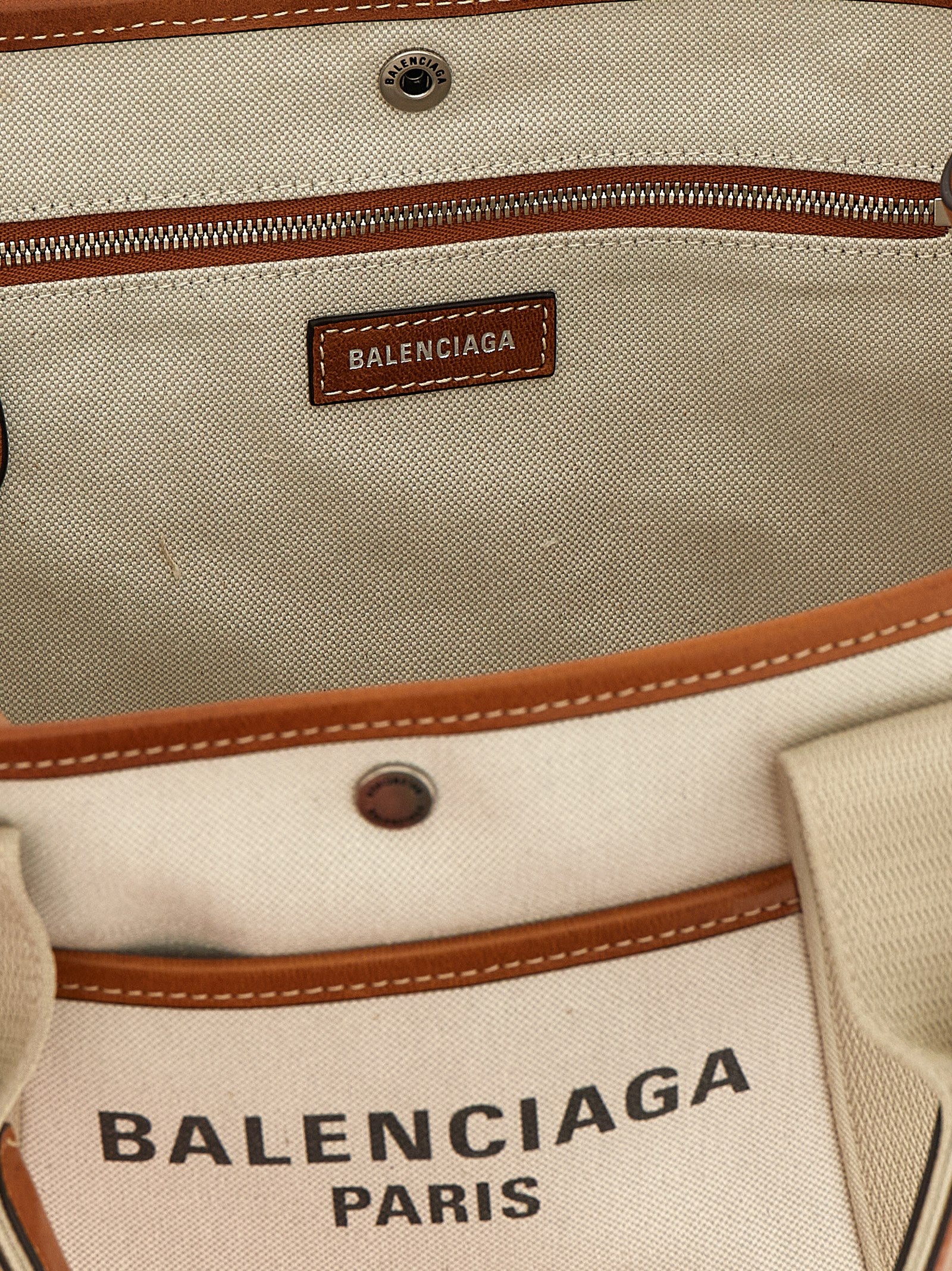 Small Biarritz shopping bag Beige Leather Tote
