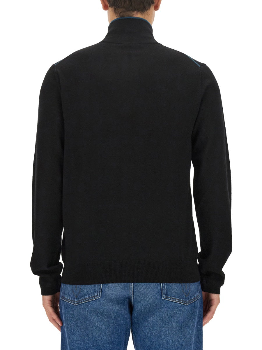 Jersey With Logo Black Merino Wool Jumpers