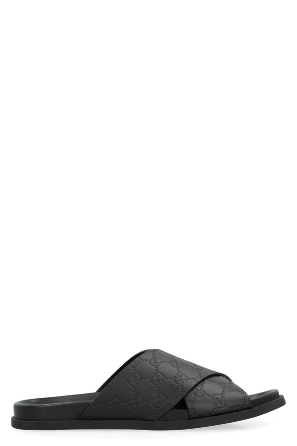 Leather Slides Black Calf Skin Flip Flops &