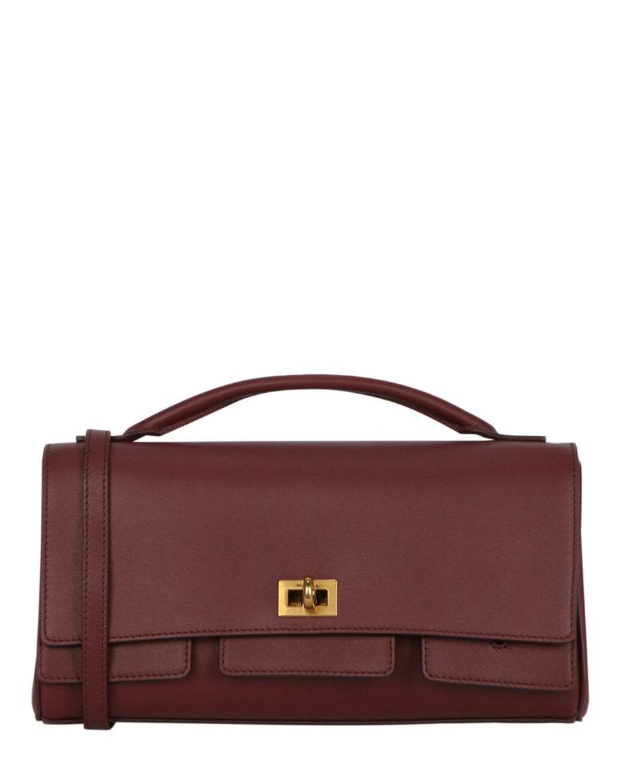Balenciaga Outer: Calfskin Leather clutch in burgundy