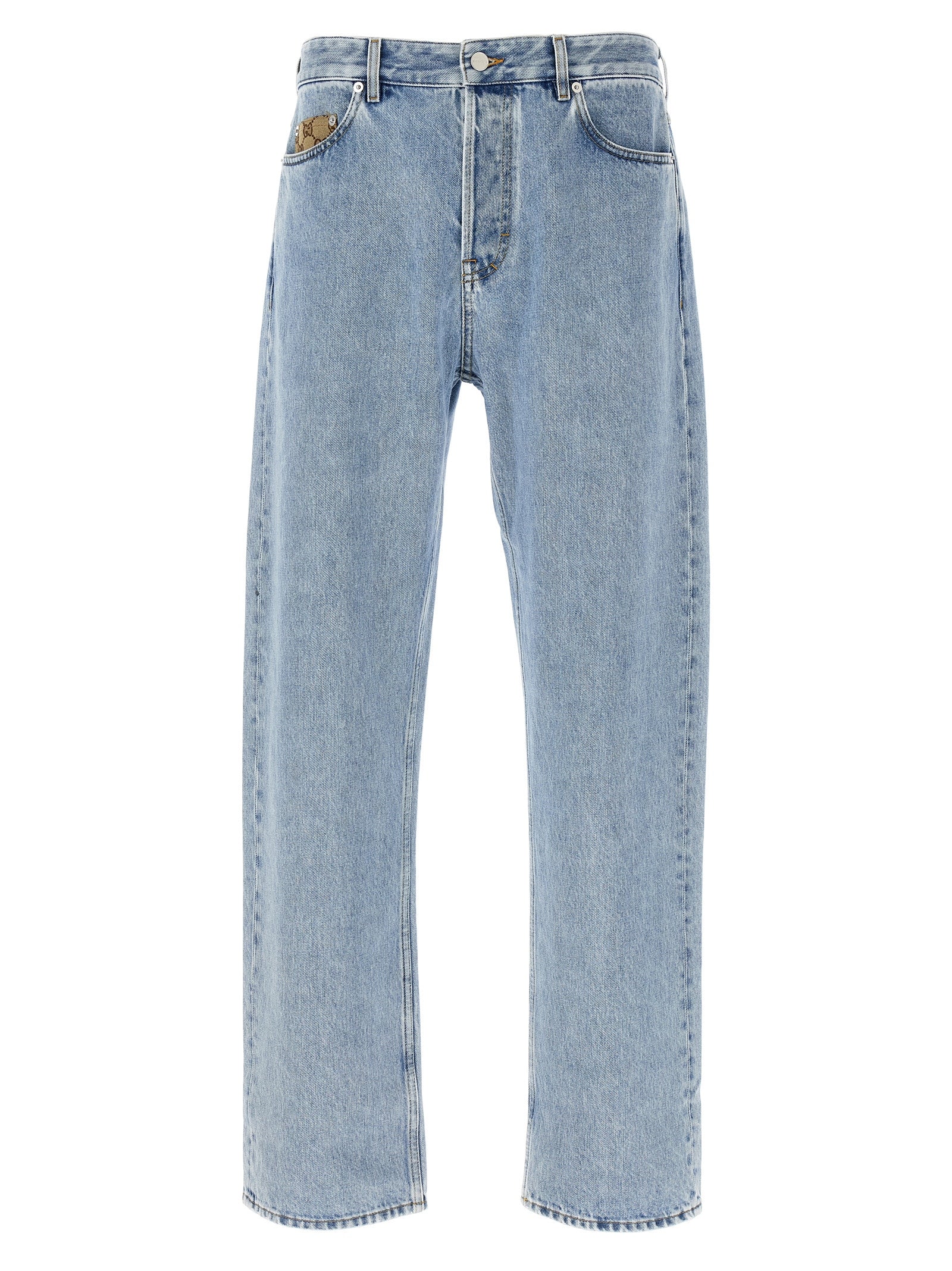 Gg Insert Jeans Blue Cotton