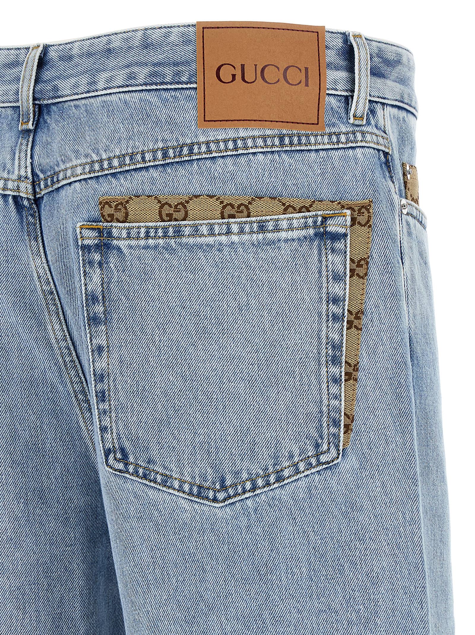 Gg Insert Jeans Blue Cotton