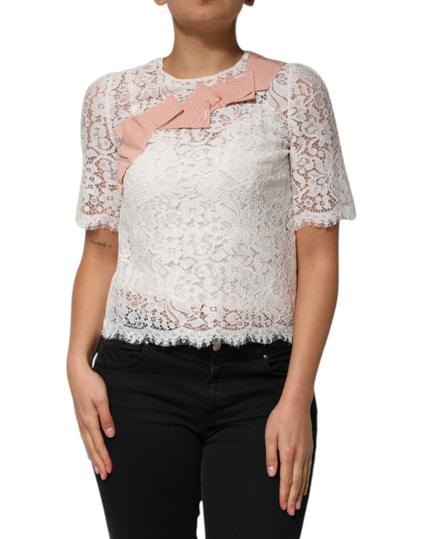 Dolce & Gabbana 42% Nylon 31% Cotton 23% Viscose 4% Acetate; Lining: 86% Silk 8% Cotton 4% Elastane 2% Nylon blouse in white