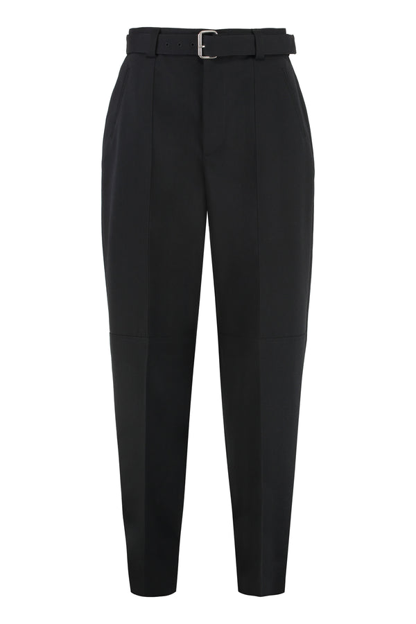 Cotton-Twill Bush Trousers Black Straight