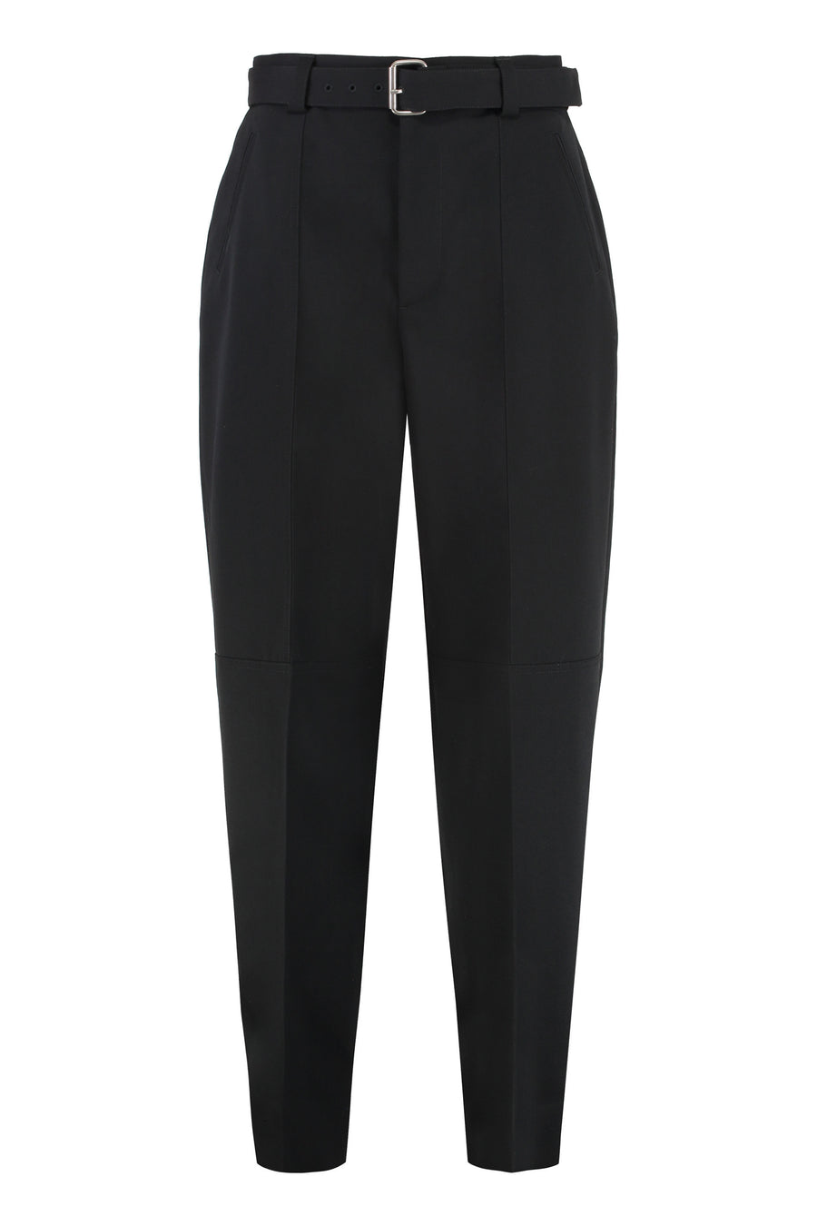 Cotton-Twill Bush Trousers Black Straight
