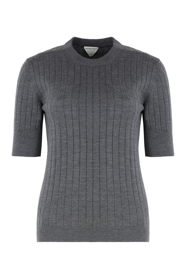 Short-Sleeve Anthracite Sweater Wool
