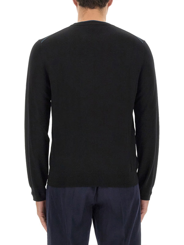 Jersey With Logo Black Merino Wool Jumpers