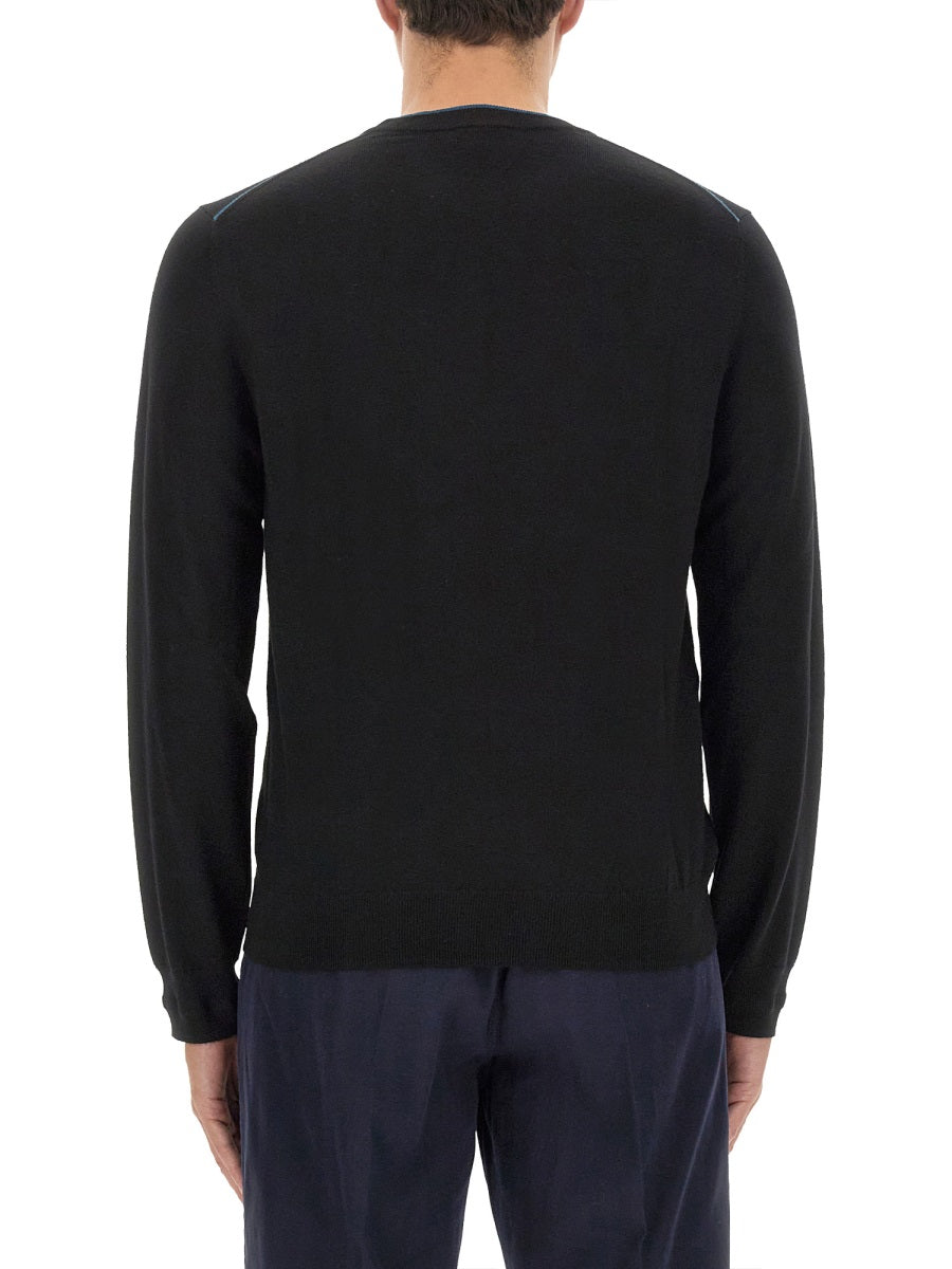 Jersey With Logo Black Merino Wool Jumpers
