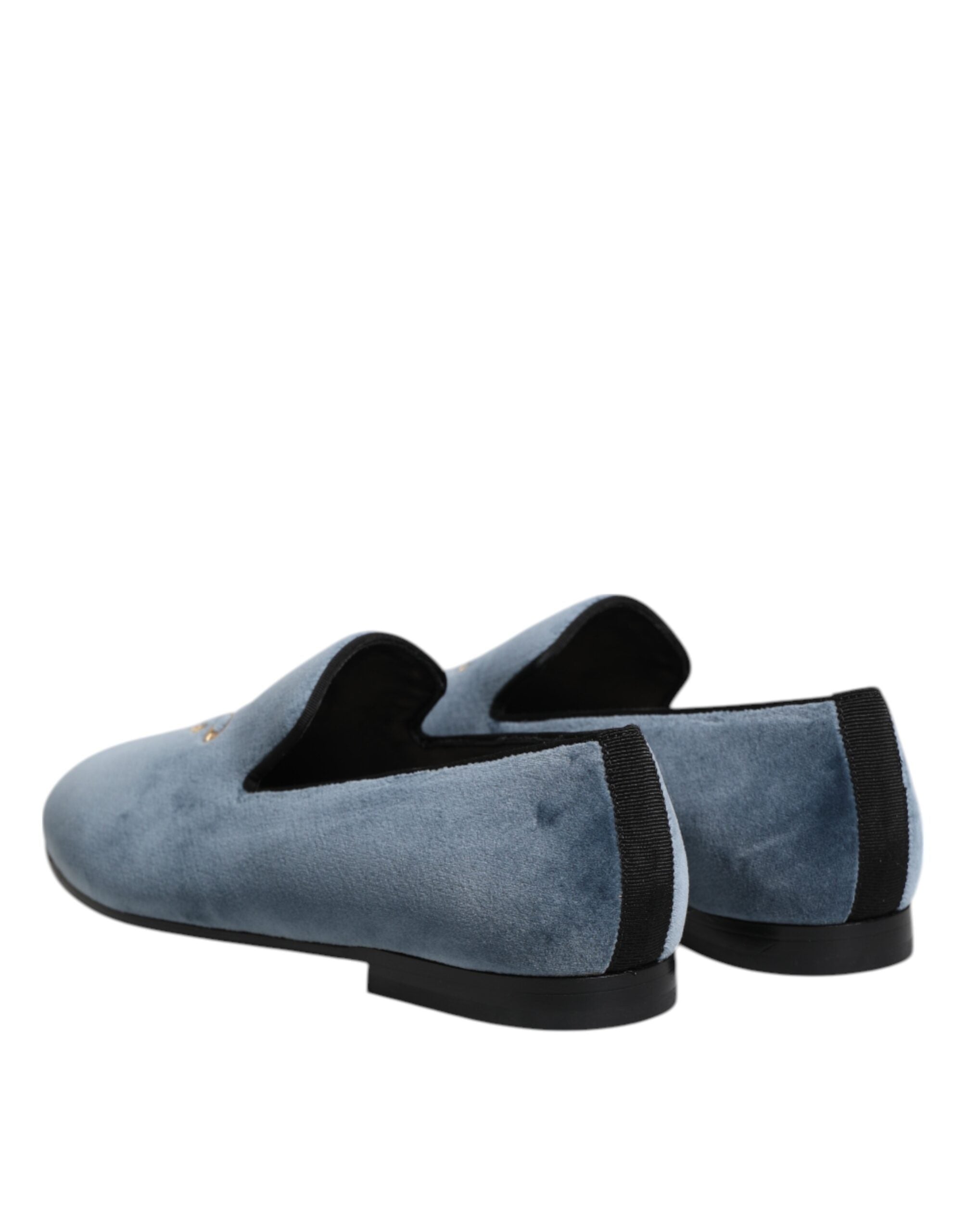Dolce & Gabbana Leather Velvet loafer in blue — view 4
