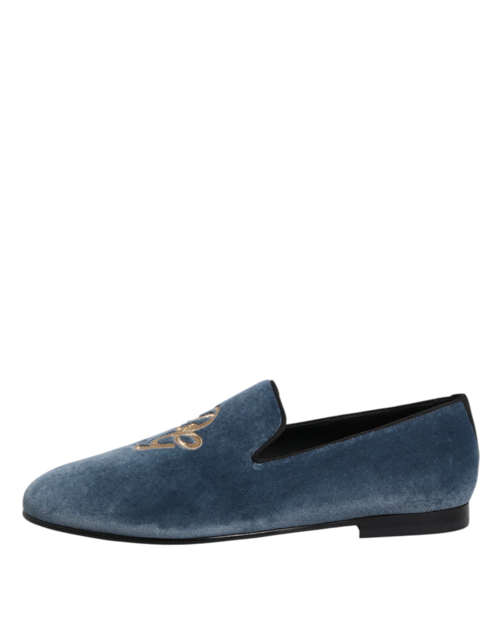 Dolce & Gabbana Leather Velvet loafer in blue — view 5