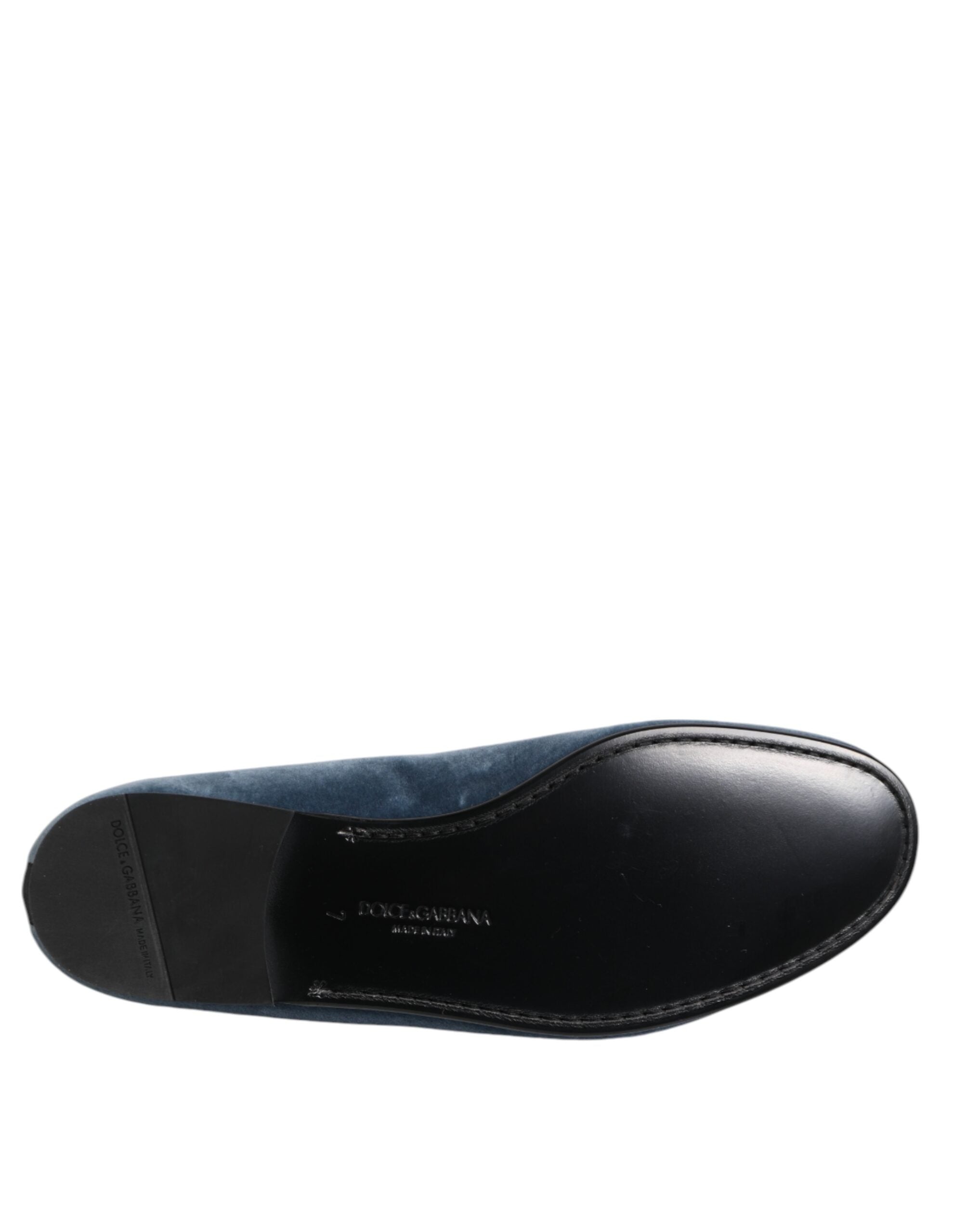 Dolce & Gabbana Leather Velvet loafer in blue — view 8