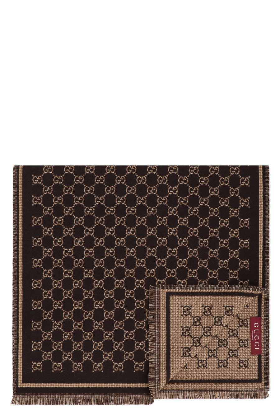 Wool Scarf Gg Jacquard Coffee-Beige Coffee/beige