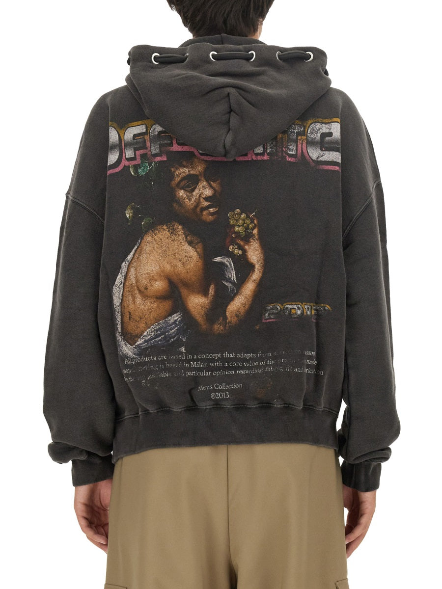Sweatshirt With Print Black Cotton Sweatshirts