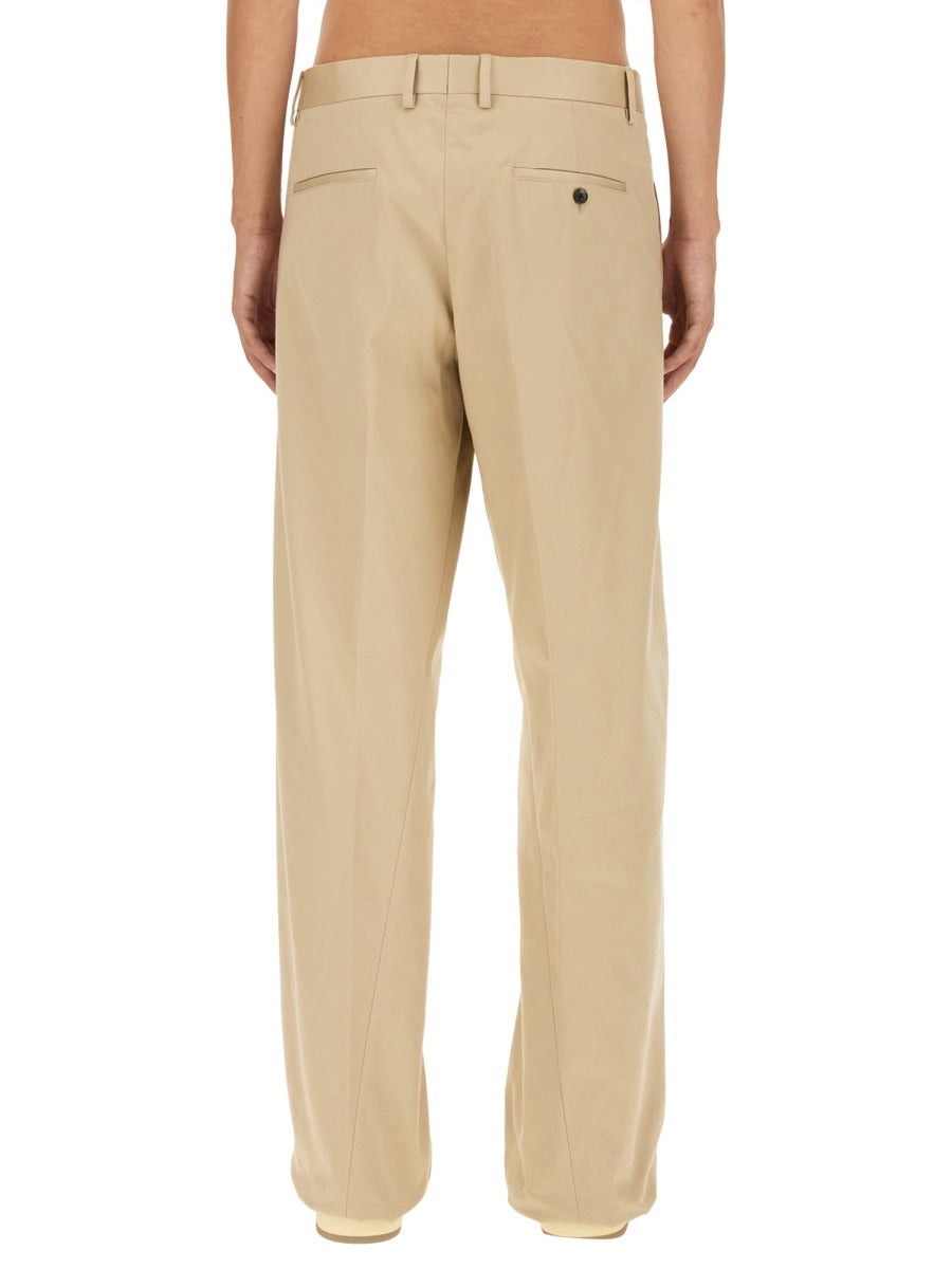 Twisted Chino Pants Beige Cotton Trousers