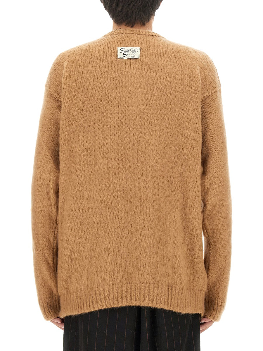 Jersey With Logo Beige Mohair Jumpers