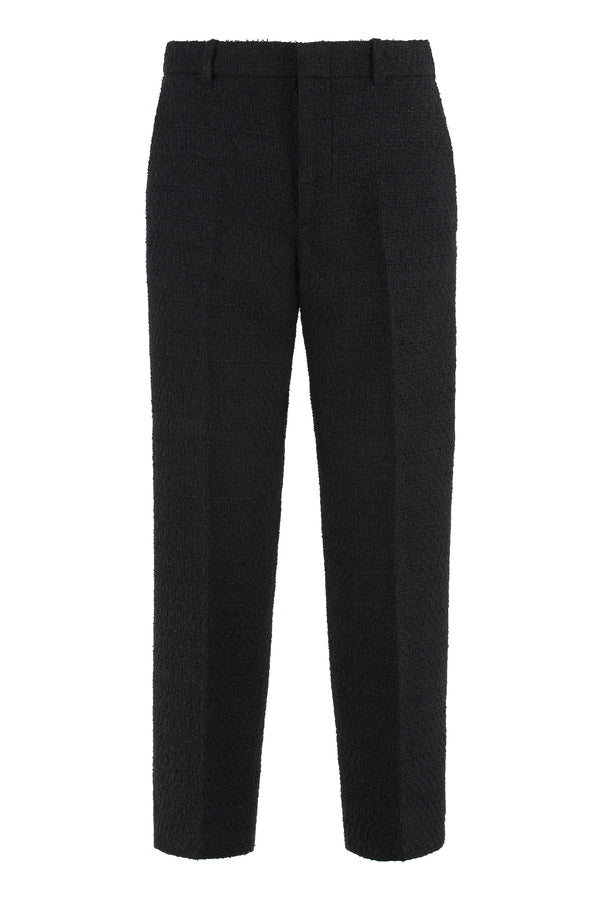 Wool-Blend Straight Trousers Black Shell: Wool