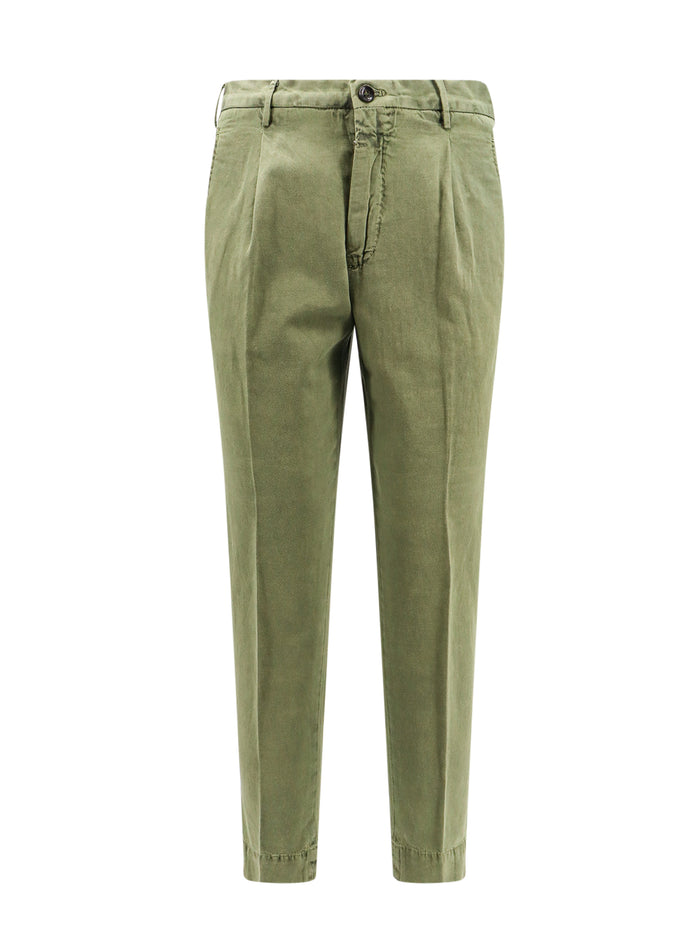 Incotex Rtw Green Cotone Lino Elastan