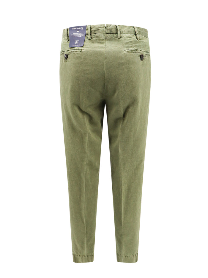 Incotex Rtw Green Cotone Lino Elastan