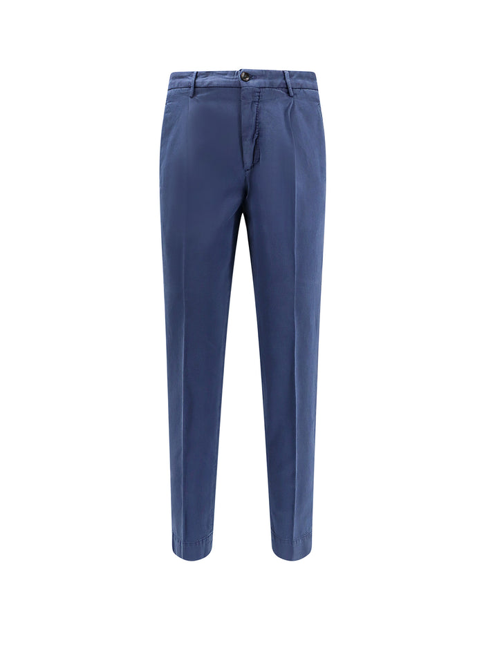 Incotex Rtw Blue Cotone Lino Elastan