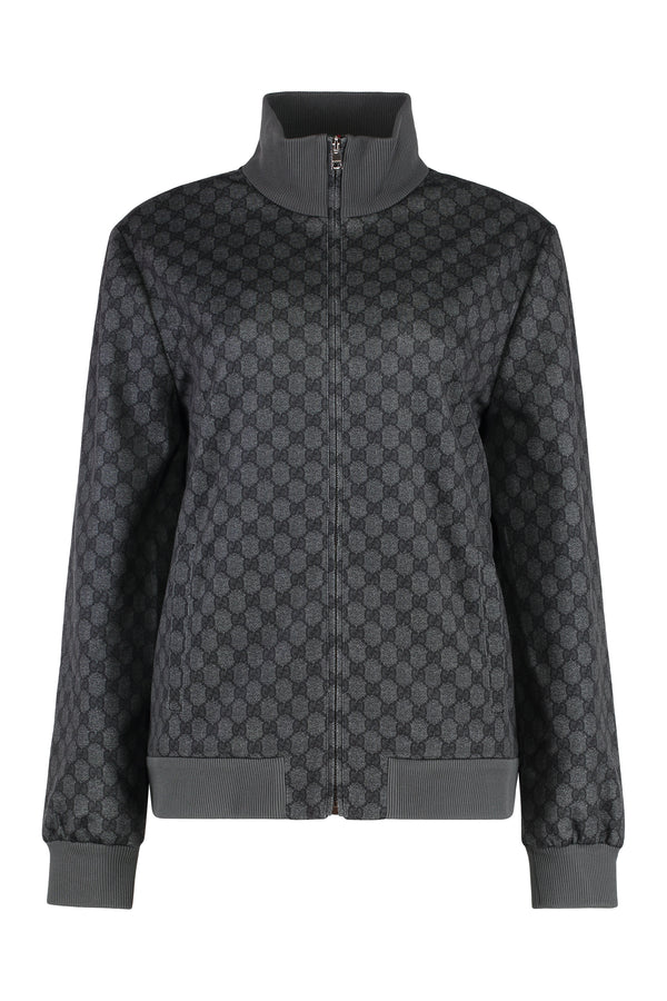 Gucci Cotton Blend Full-Zip Sweatshirt Black Polyester Sweatshirts
