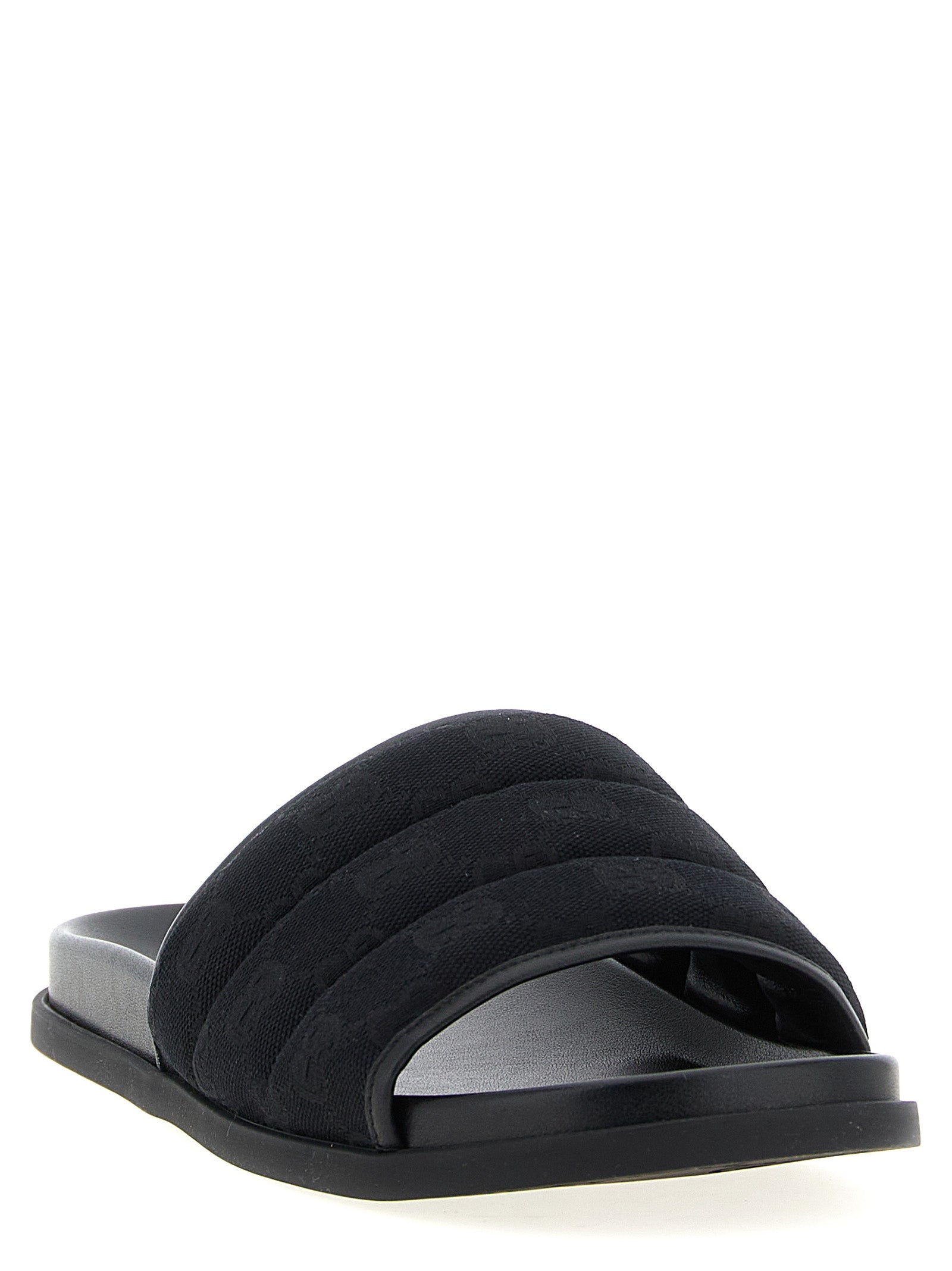 GG Slides Black Cotton Sandal
