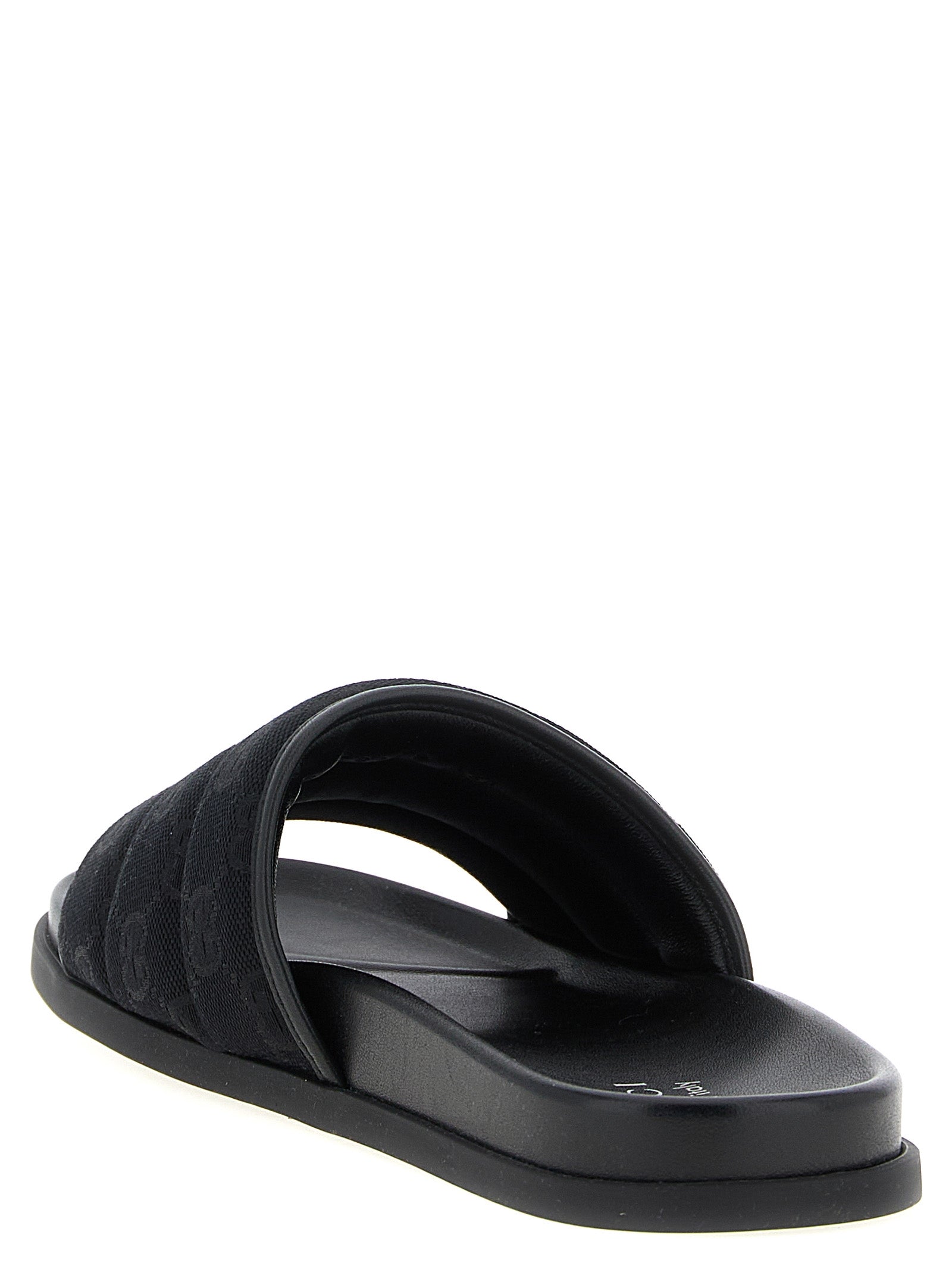 GG Slides Black Cotton Sandal