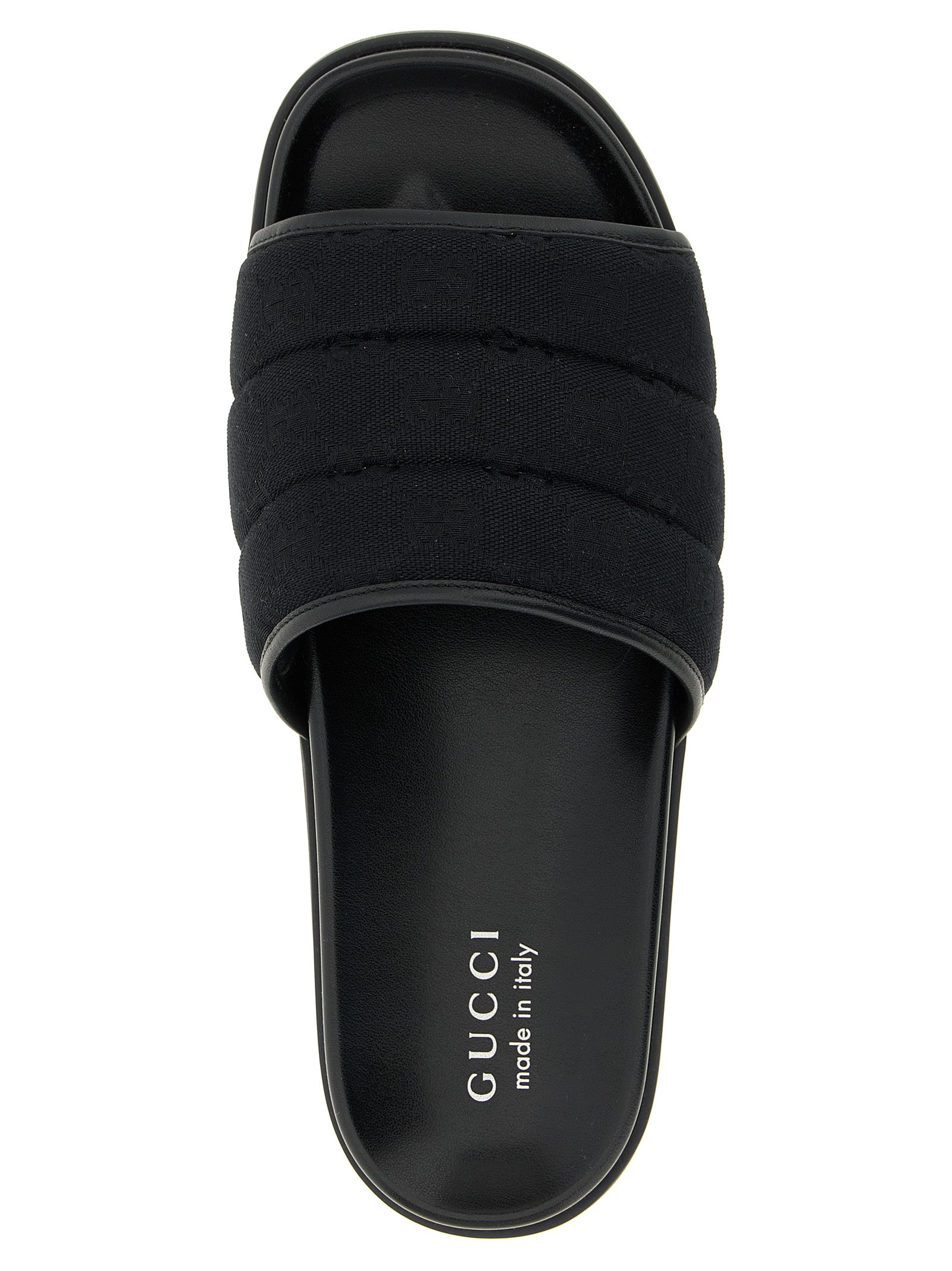 GG Slides Black Cotton Sandal