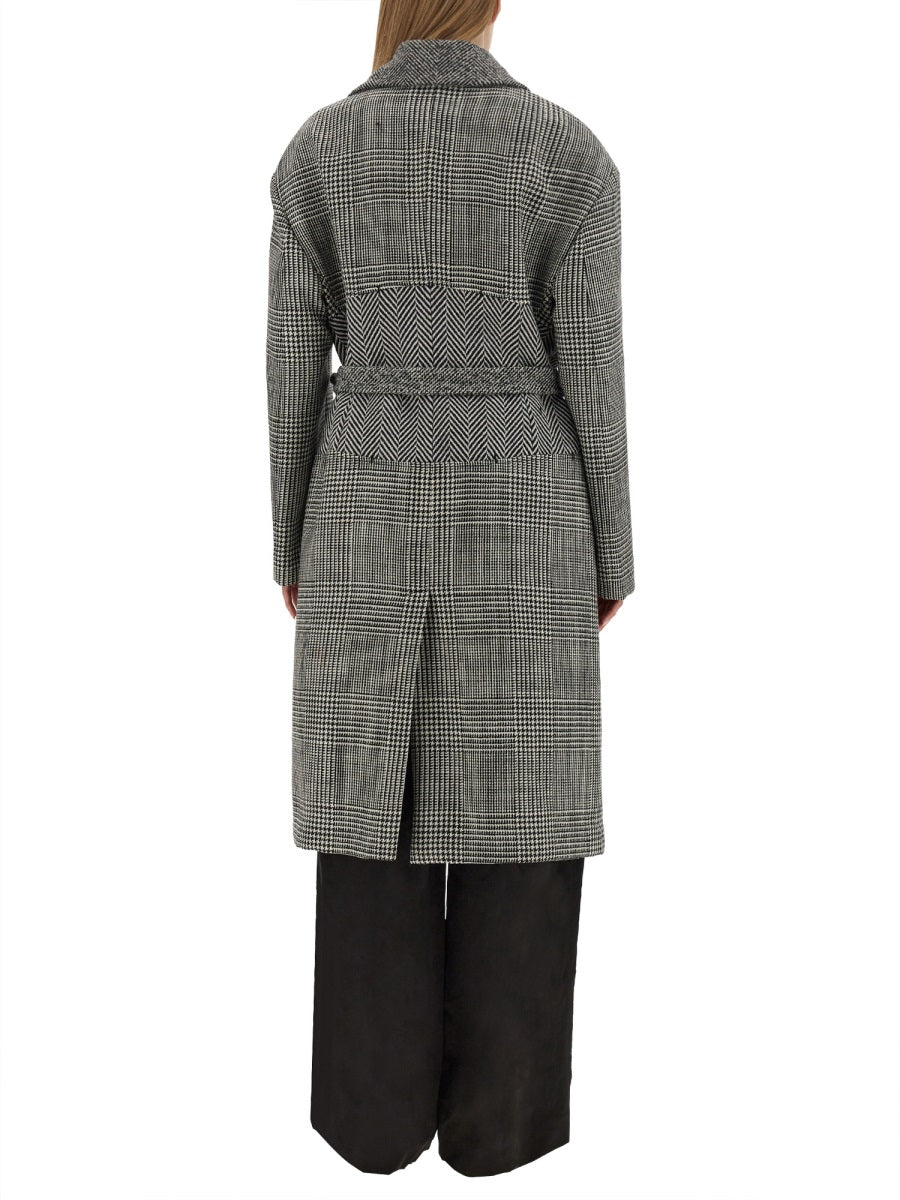 Wool Patchwork Coat Multicolour Virgin Trench & Raincoats