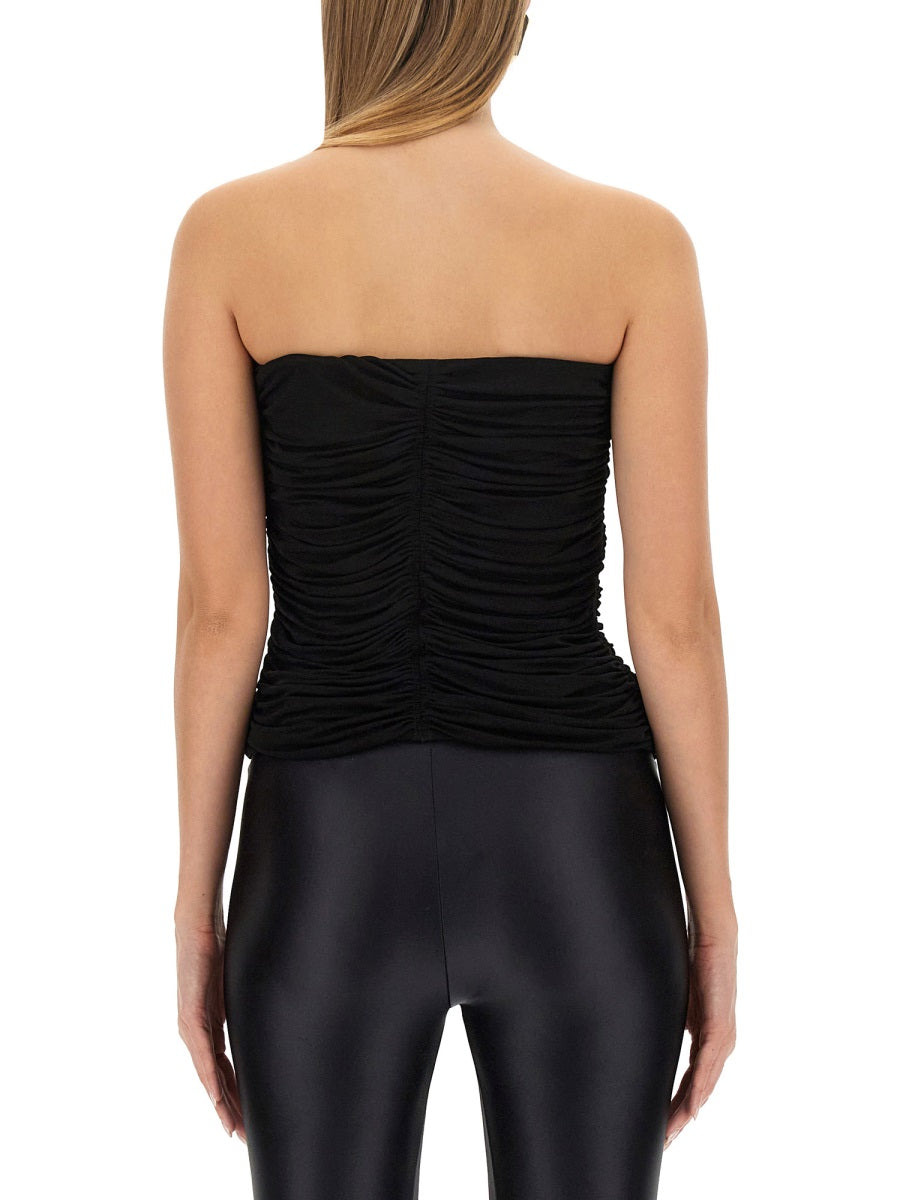 Crepe Jersey Bustier Black Viscose Tops