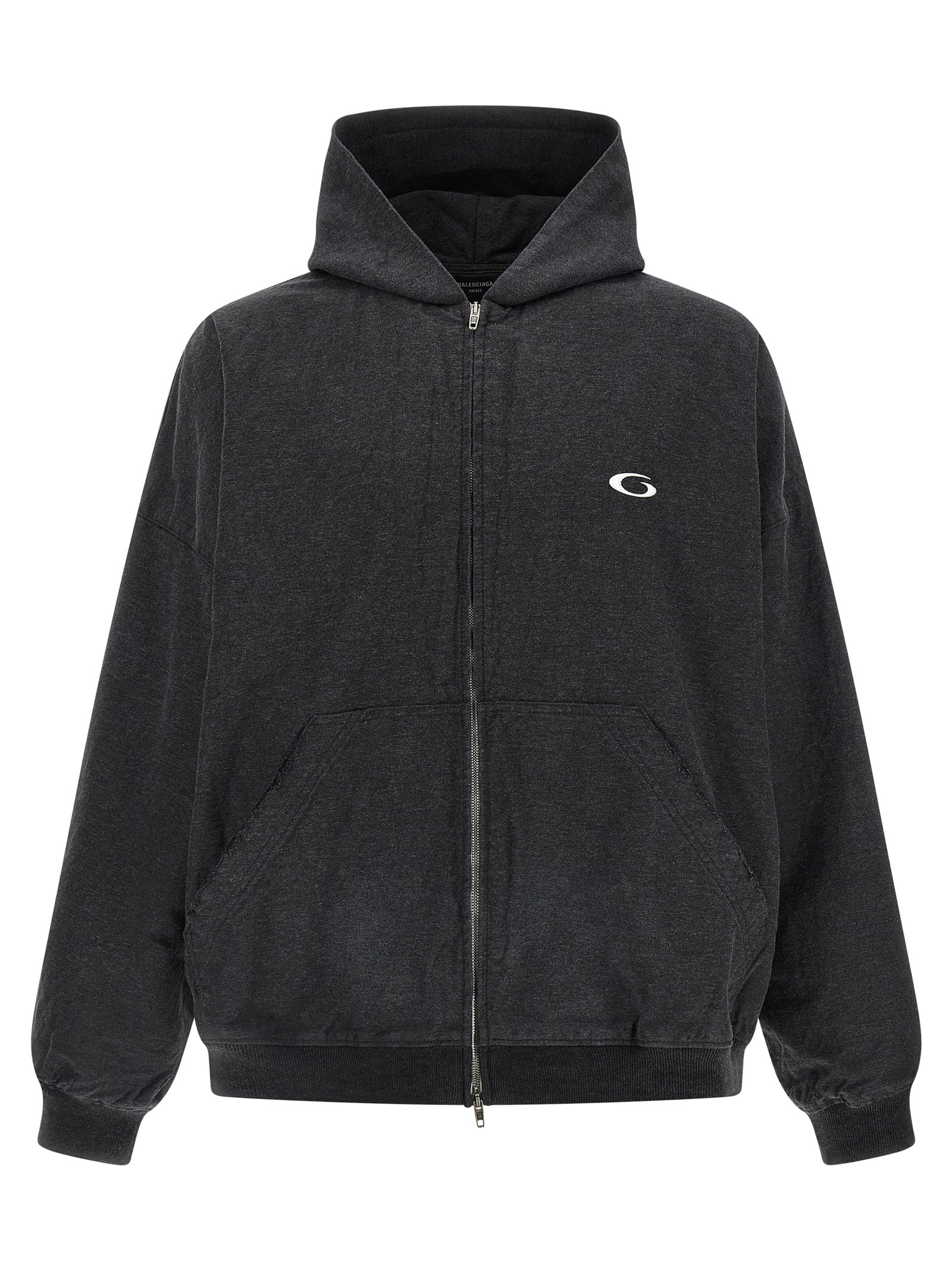 Trompe LŒil hoodie Gray Cotton Sweatshirt