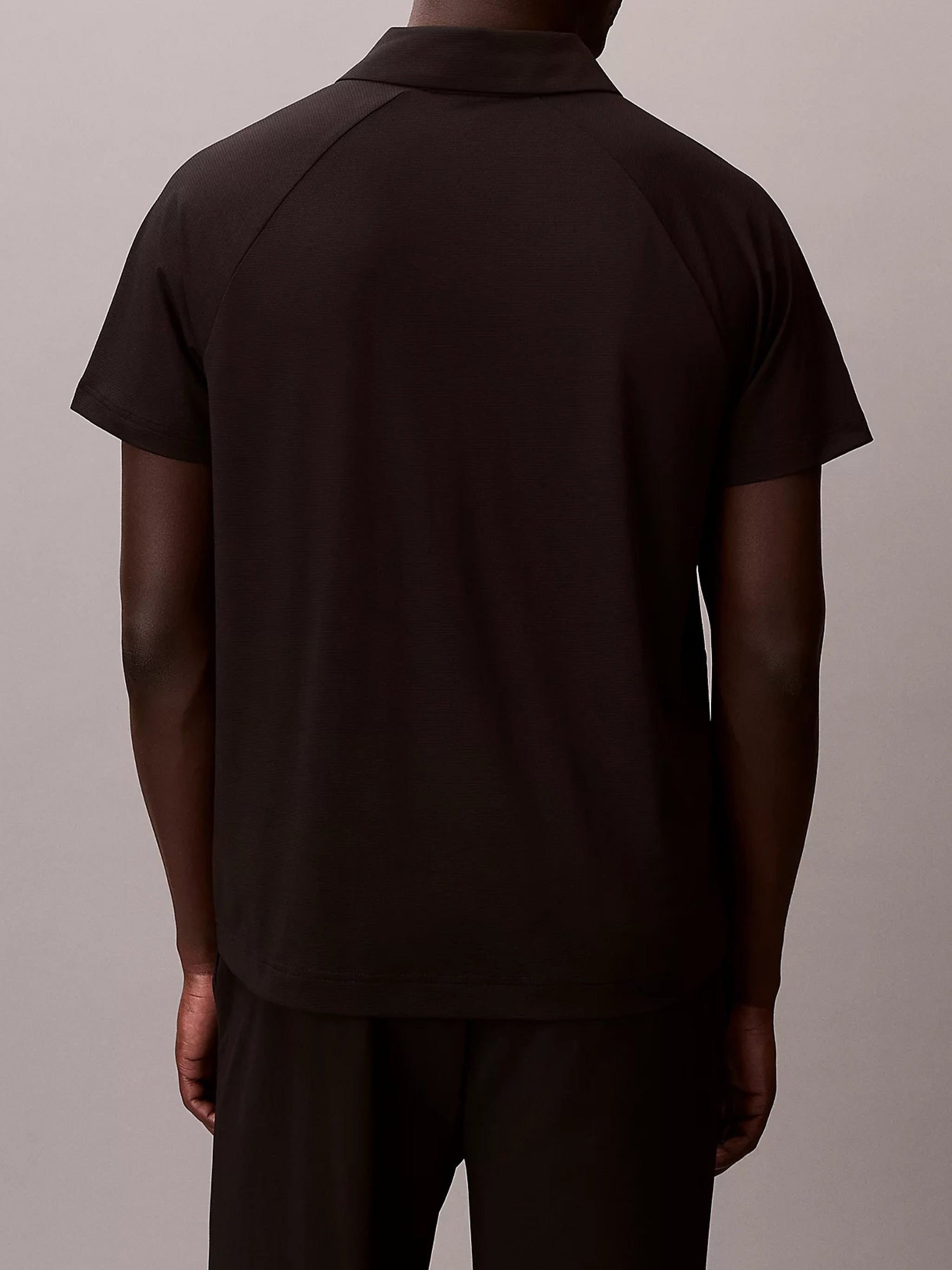 Pique Zip Polo Black