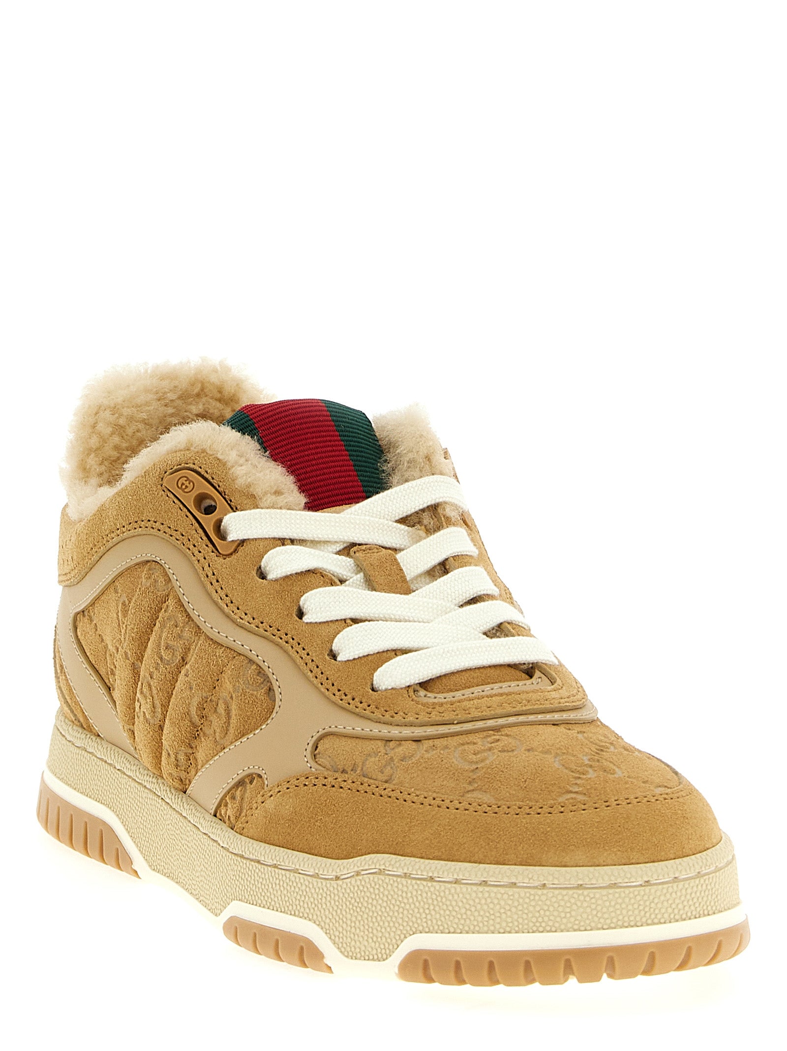 Gucci Re-Web sneakers Beige Calfskin Leather (bos Taurus)