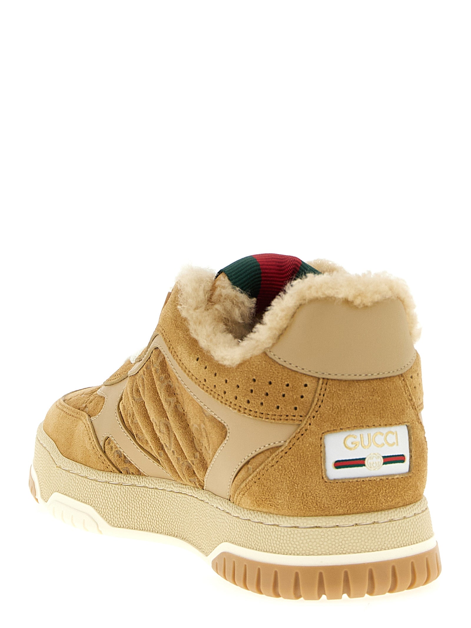 Gucci Re-Web sneakers Beige Calfskin Leather (bos Taurus)