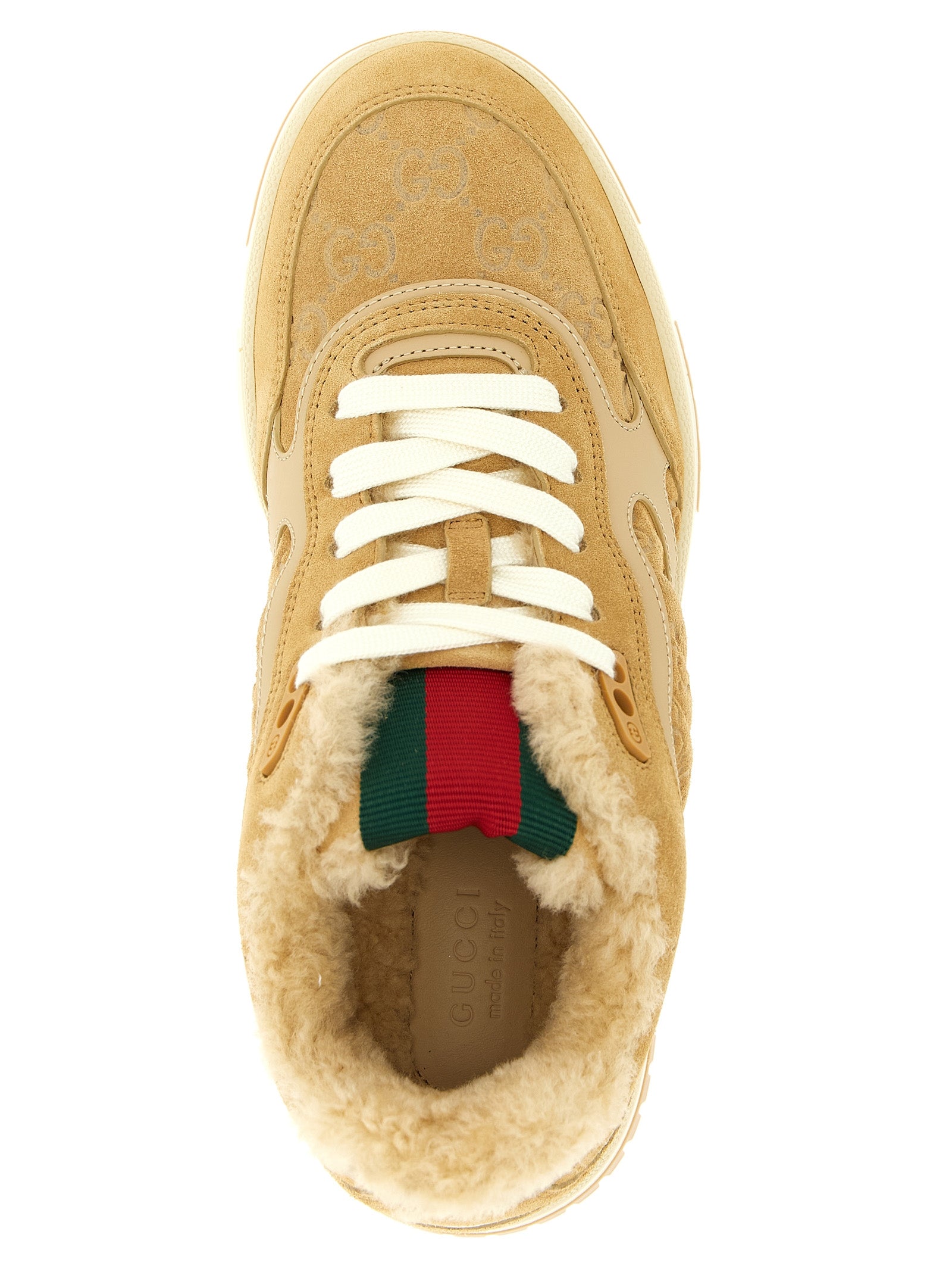 Gucci Re-Web sneakers Beige Calfskin Leather (bos Taurus)