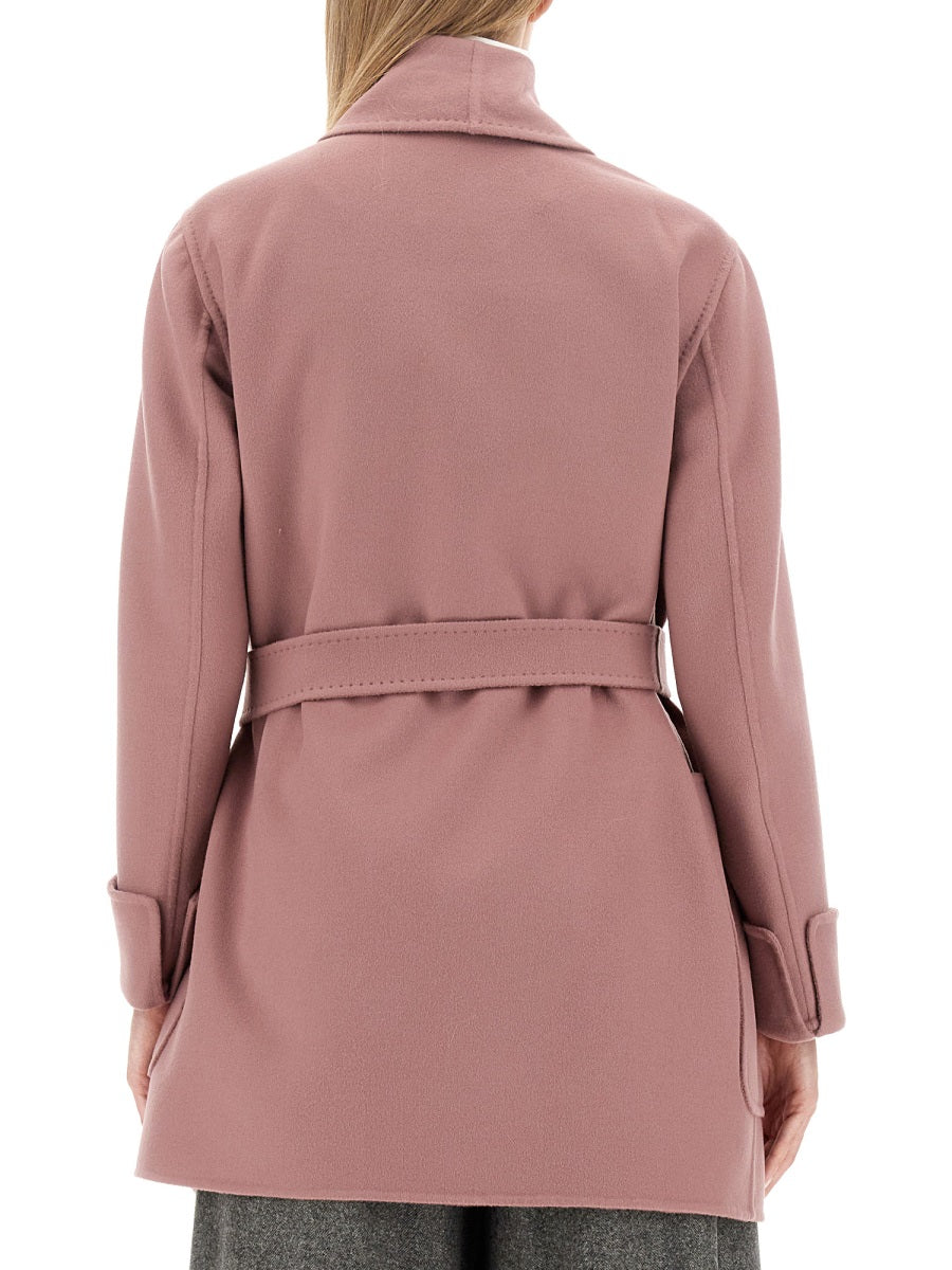 Jacket Belted Pink Virgin Wool