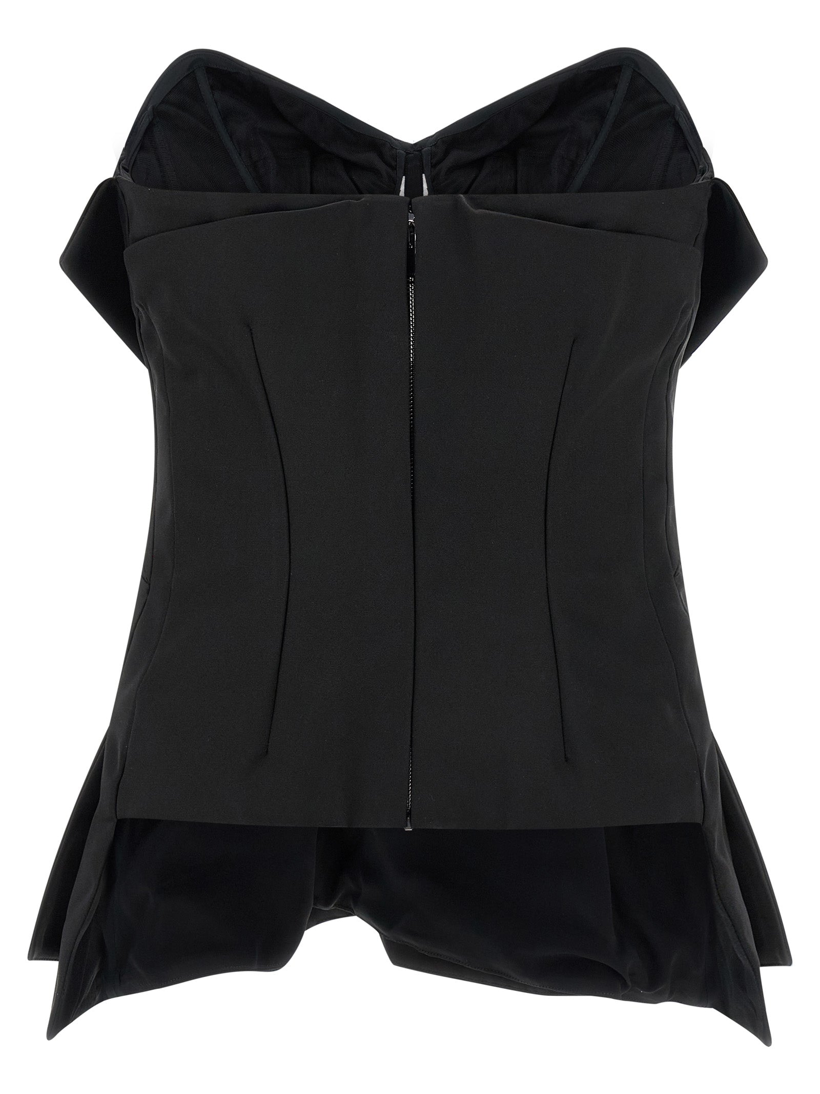 Bustier Top Black Polyester Tops