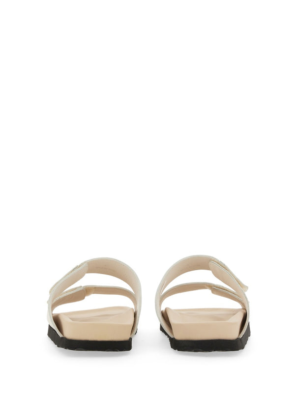 Logo Sandal With Rubber Sole White Lining Leather