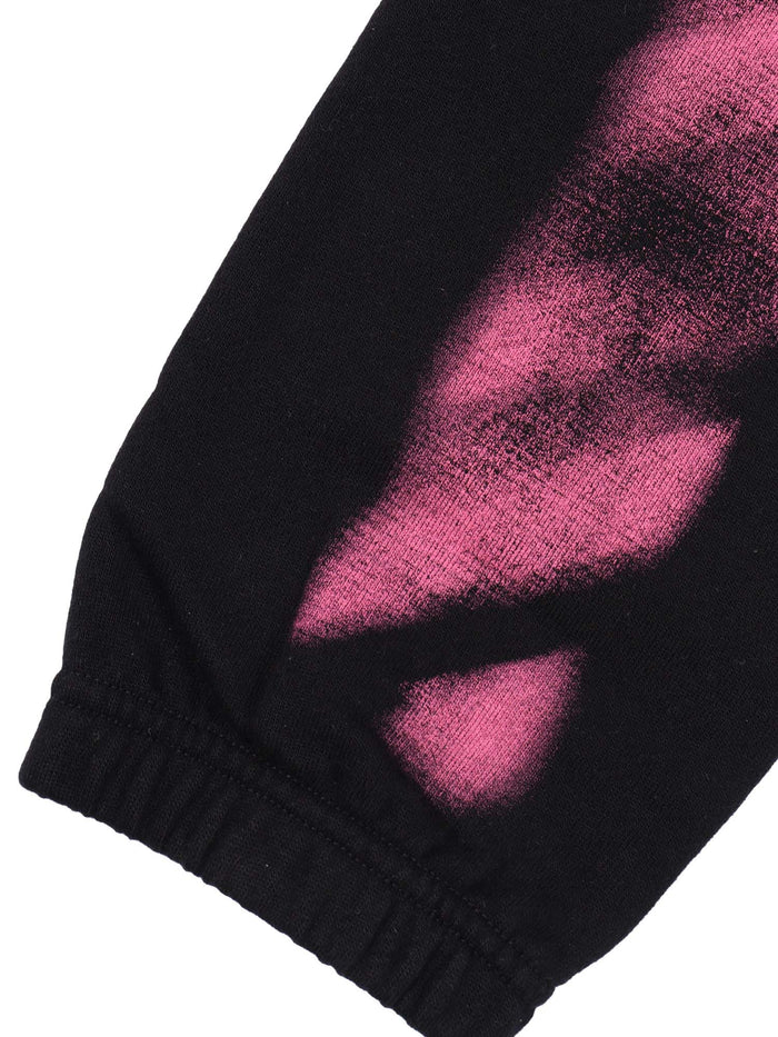 Arrow Spray Sweatpant Black - Fuchsia Cotton Lining Trackpants