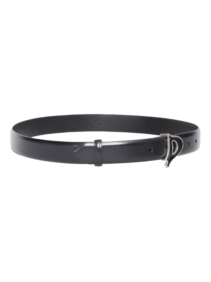 Black leather belt Calf