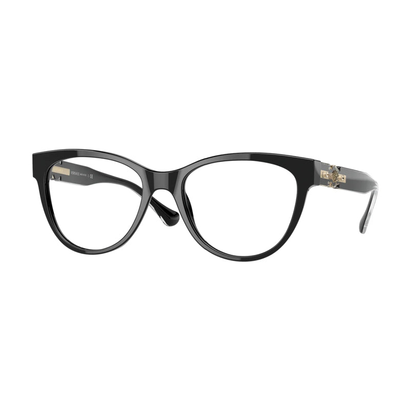 Versace Eyeglasses Cat Eye Full Rim, Black Frame And Clear Demo Lenses Lens Ve3304gb1 Sunglasses