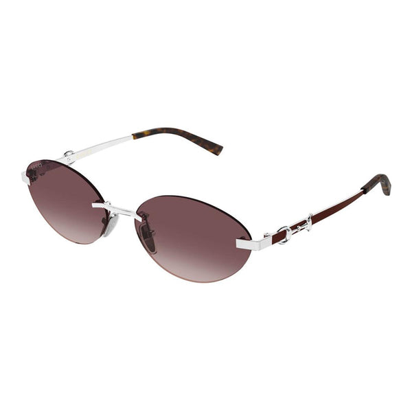 Gucci Sunglasses Oval Rimless, Silver-Red Frame And Red Gradient Lens Gg2051s003