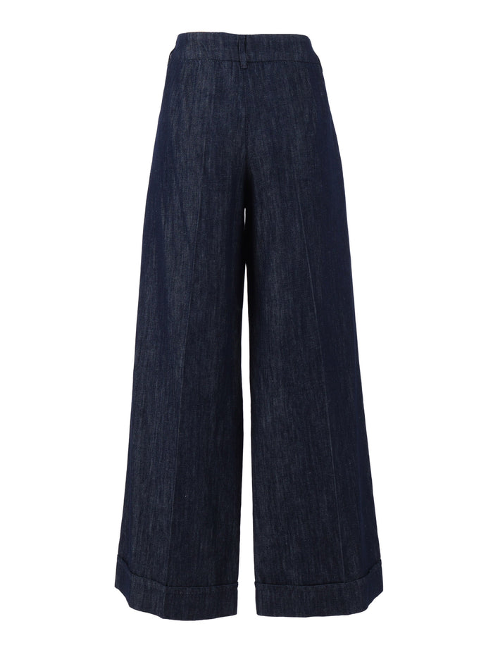 TROUSERS Blue Cotton Linen Pant