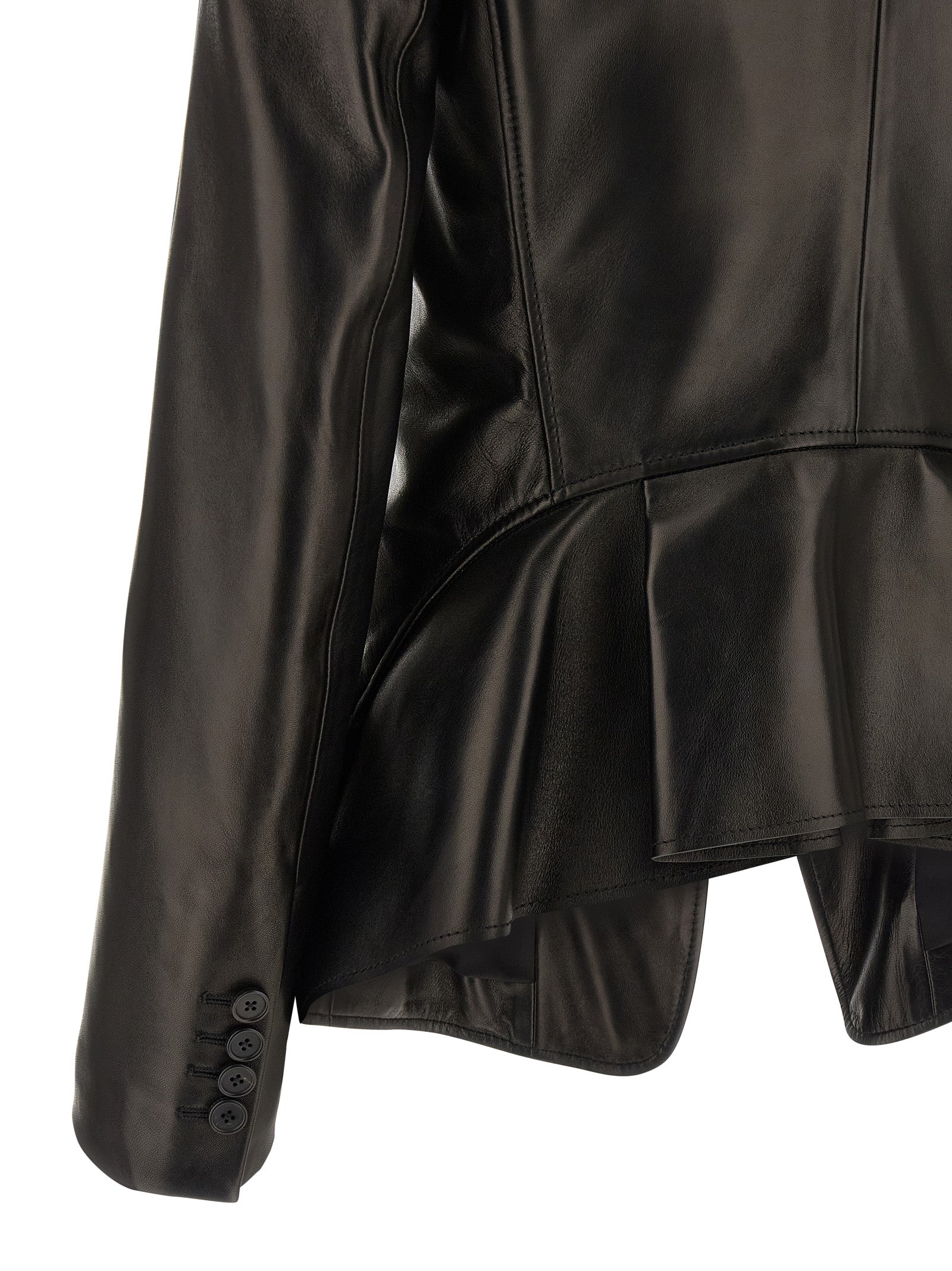 Nappa blazer Black Lamb Leather (ovis Aries) Blazer, Suits