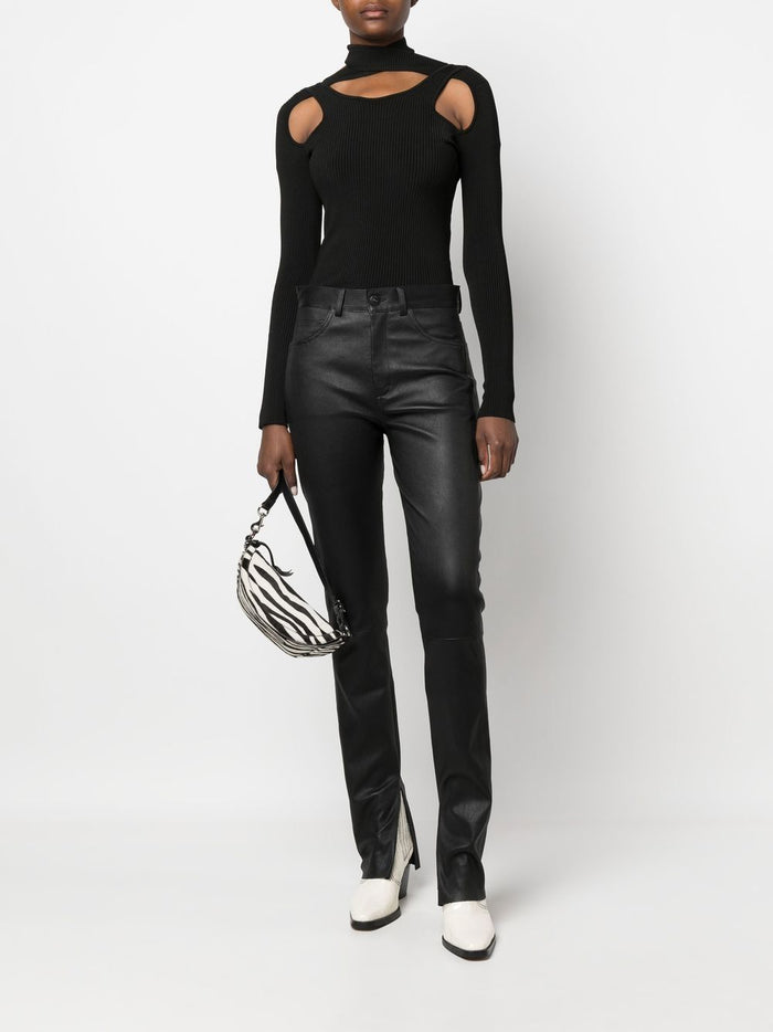 3x1 Trousers Black Furs & Skins->leather100 %