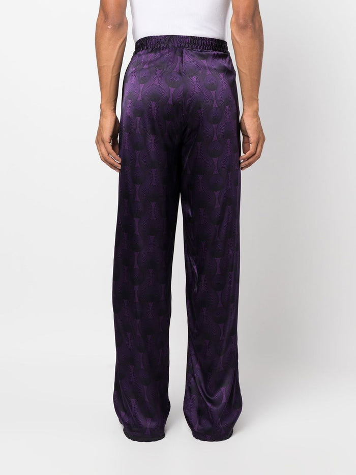 OZWALD BOATENG Trousers Purple Silk