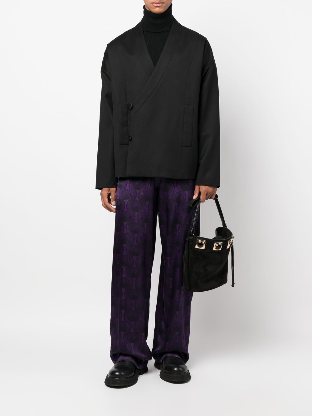 OZWALD BOATENG Trousers Purple Silk