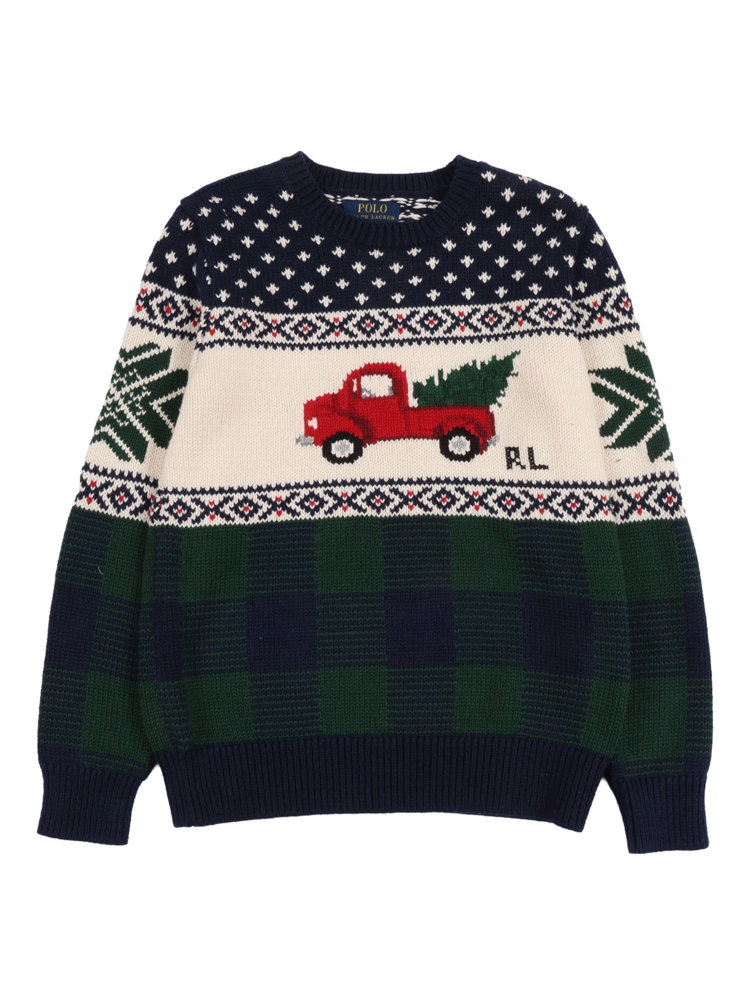 Sweater-Pullover Blue Cotton Crewneck